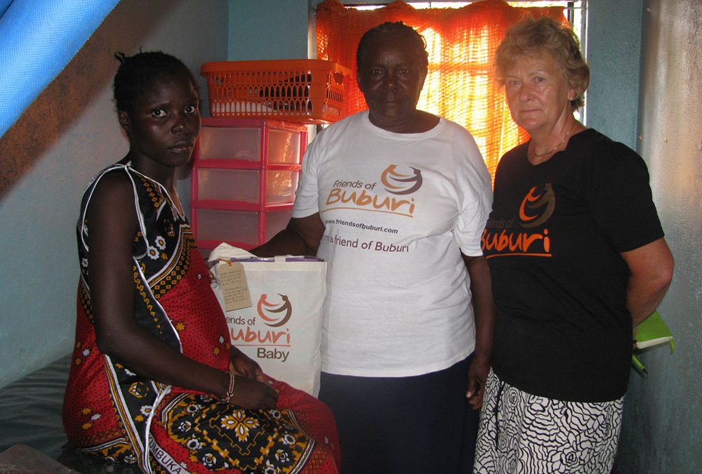 Mother receiving baby bag